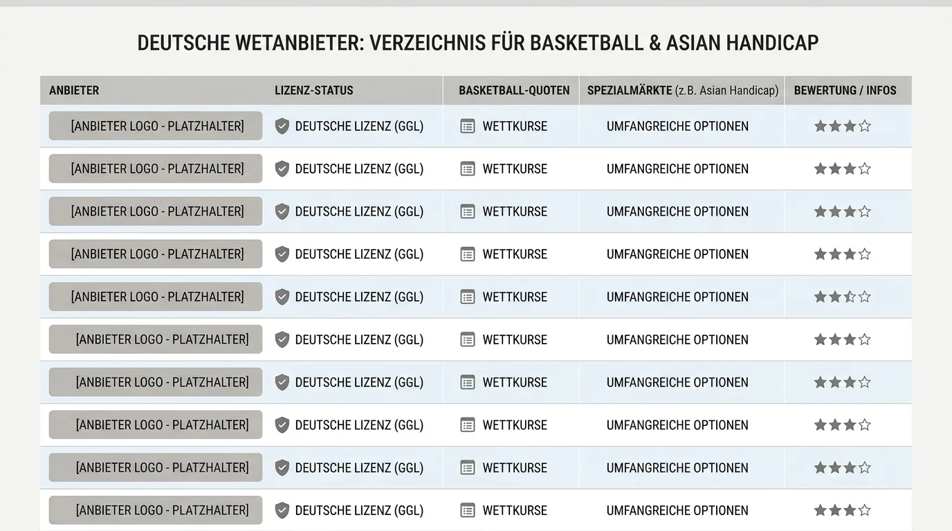 Anbieter Deutschland Asian Handicap Basketball GGL lizenziert NBA BBL Verfügbarkeit