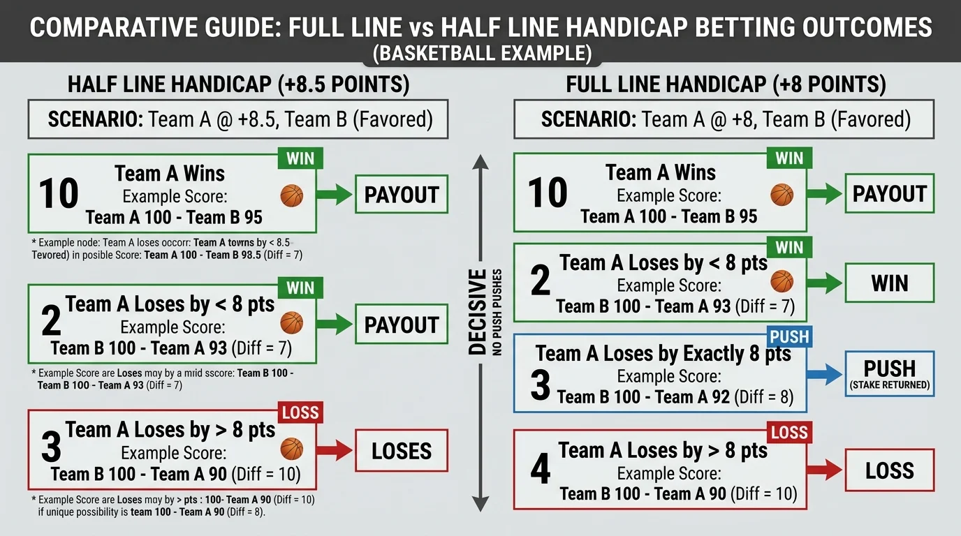 Asian Handicap Full Line Half Line Basketball Erklärung Push Szenario Beispiel