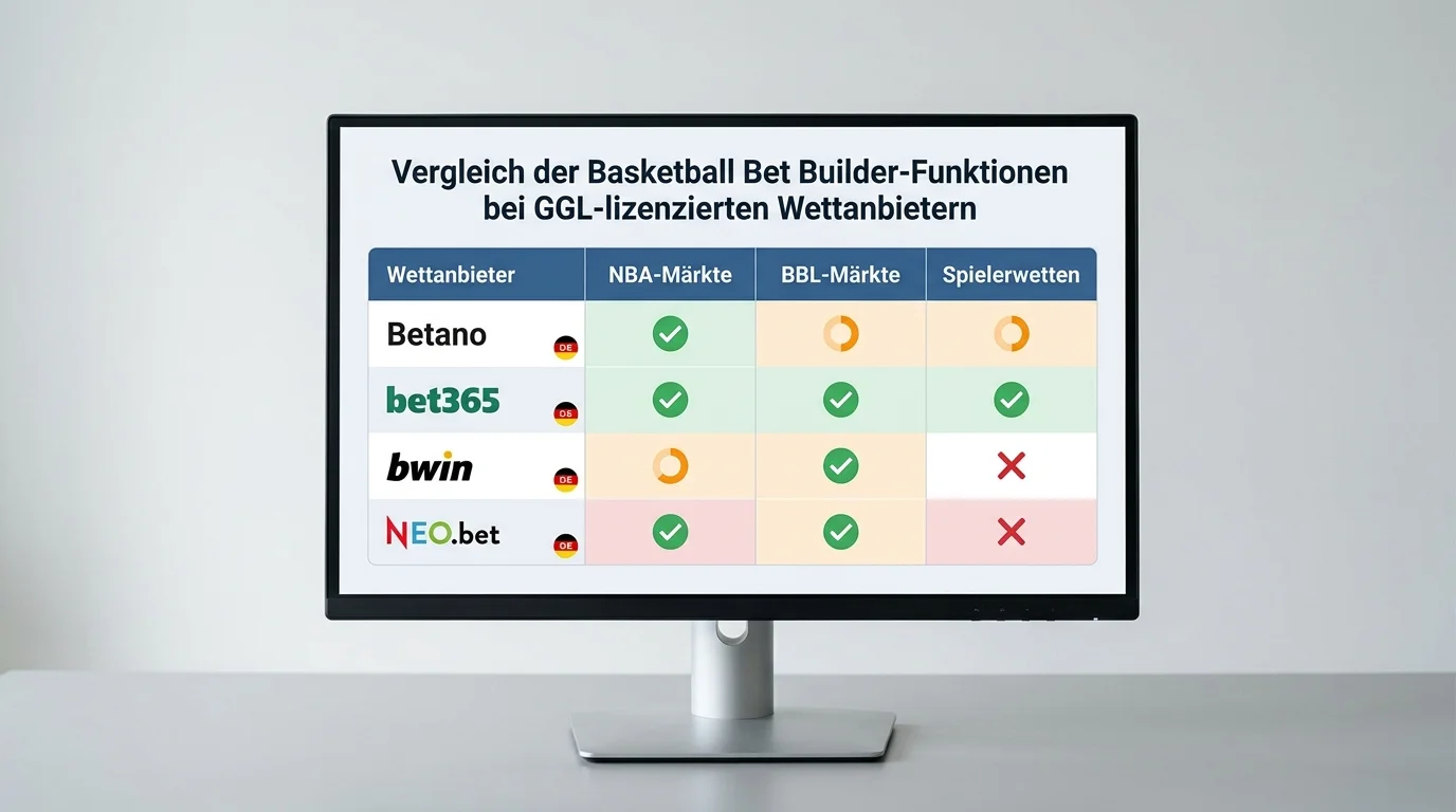 Vergleich der Bet-Builder-Funktionen verschiedener GGL-lizenzierter Anbieter für Basketball-Wetten