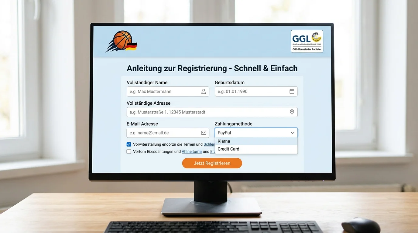 Registrierung bei GGL-lizenziertem Basketball-Wettanbieter, Schritt-für-Schritt-Anleitung für Einsteiger