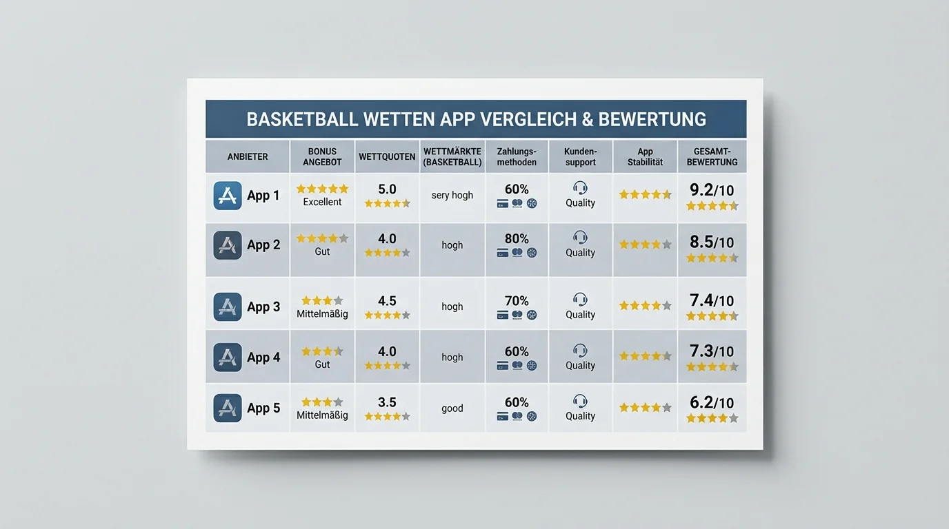 Anbieter Bewertung Basketball Wetten App Deutschland Vergleich App-Qualität iOS Android