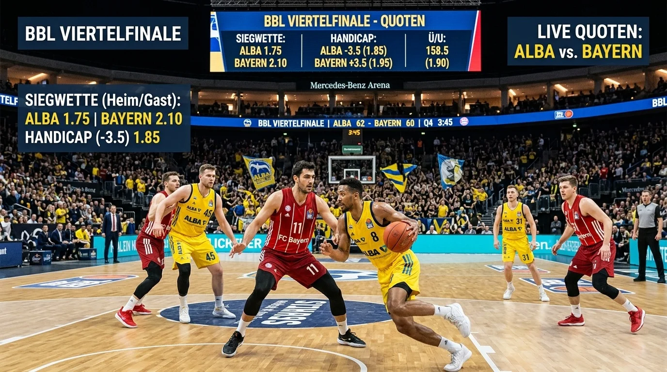 BBL-Pokal Viertelfinale, verfügbare Wettmärkte und Quoten ab dem Viertelfinale für Bonuswetten