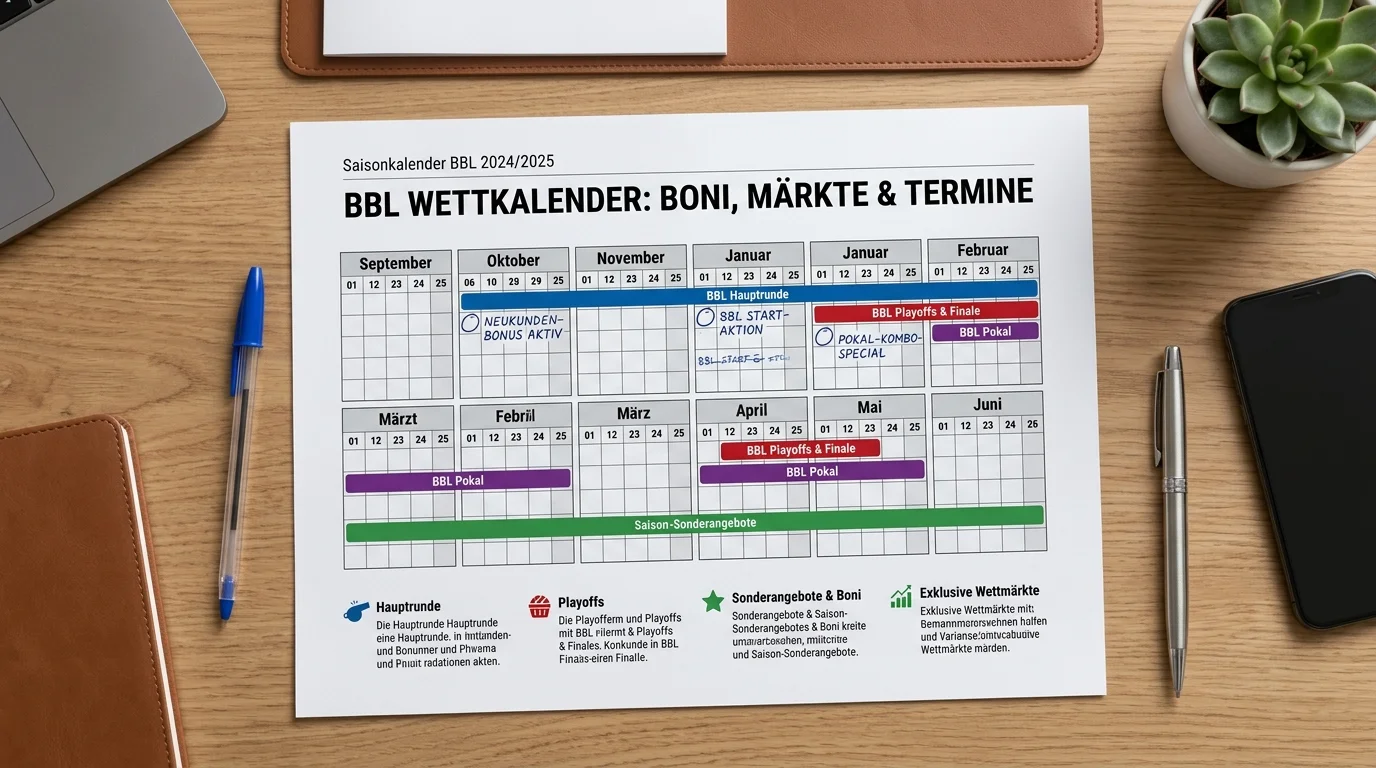 BBL Saisonkalender September bis Juni: optimaler Bonus-Rhythmus für die Basketball Bundesliga
