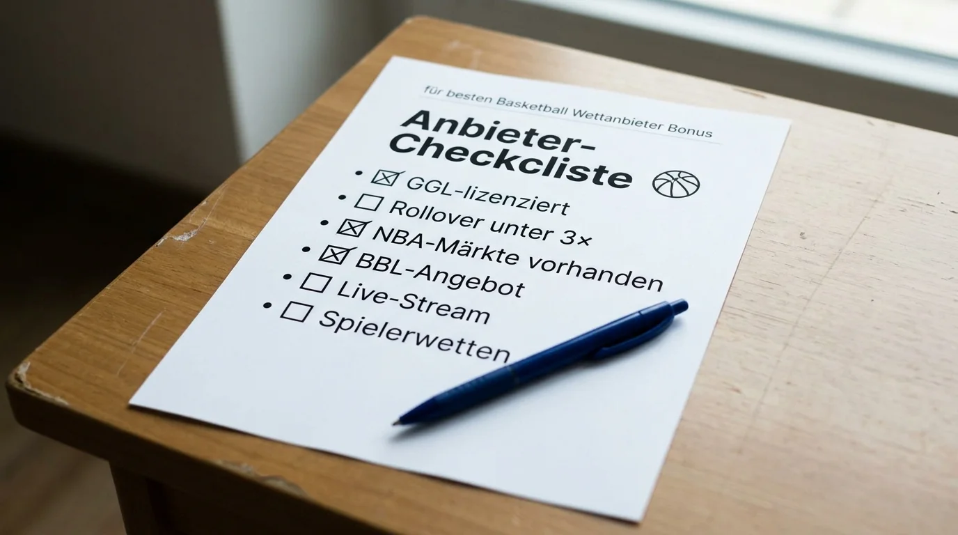 Checkliste zur Auswahl des besten Basketball Wettanbieters nach Profil und Bonuskonditionen