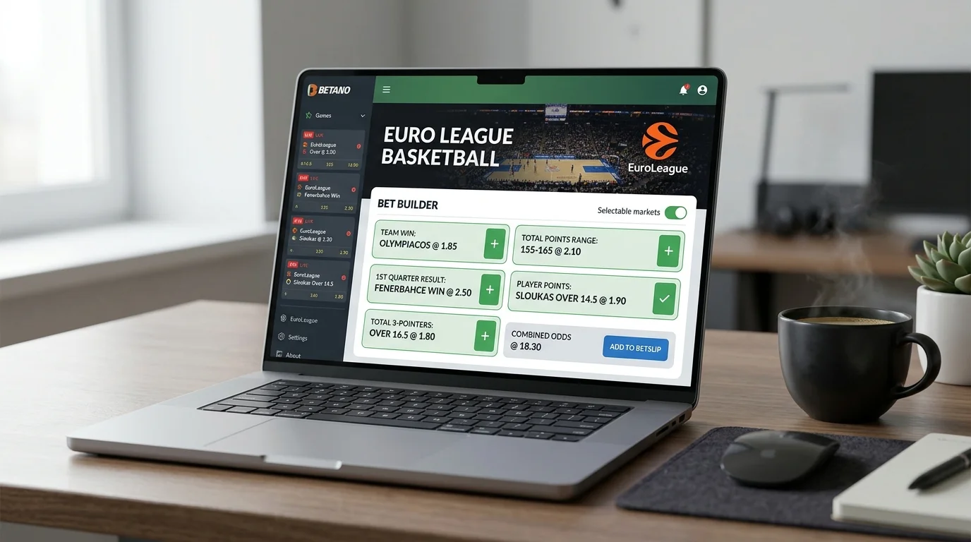 Betano EuroLeague Wettangebot mit Bet Builder Funktion für Basketball