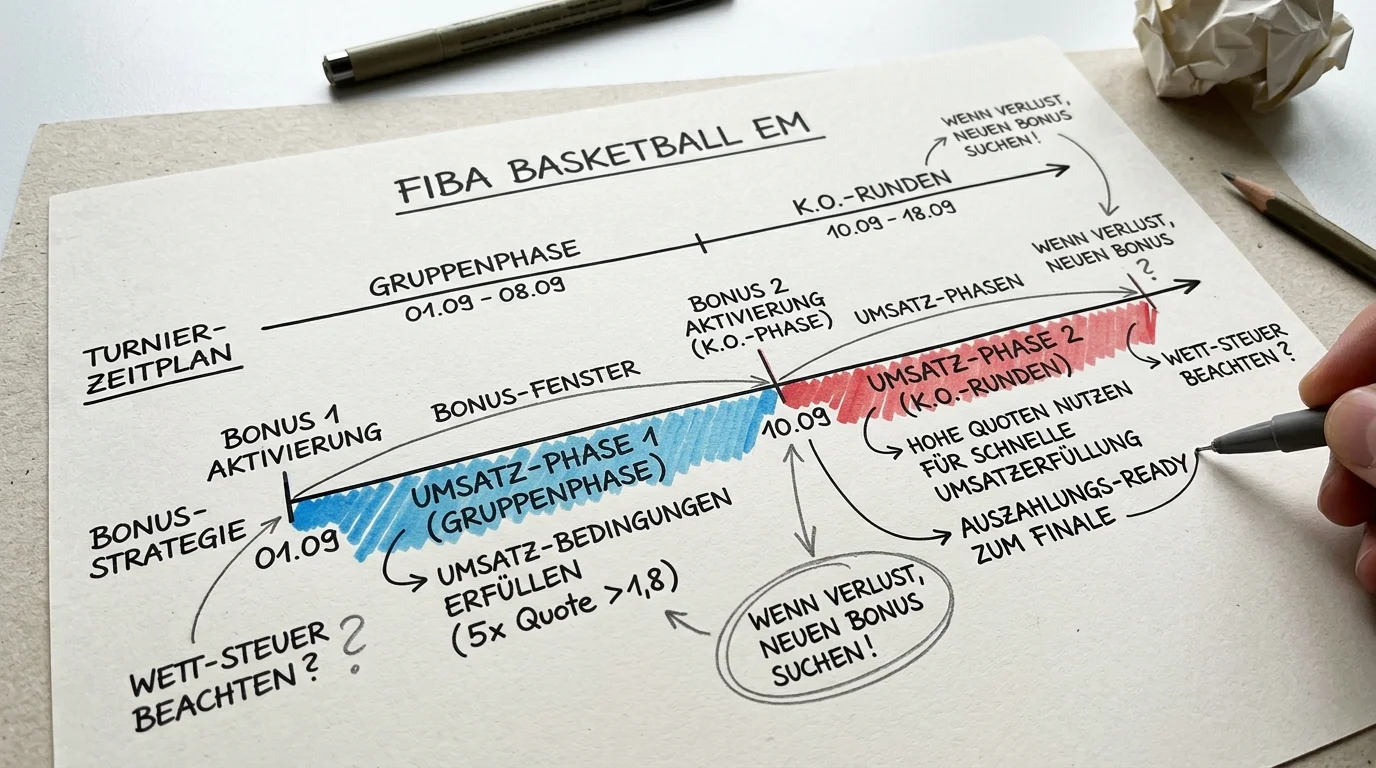 Bonus Timing Strategie FIBA EuroBasket Wetten, optimaler Zeitpunkt für Bonusaktivierung