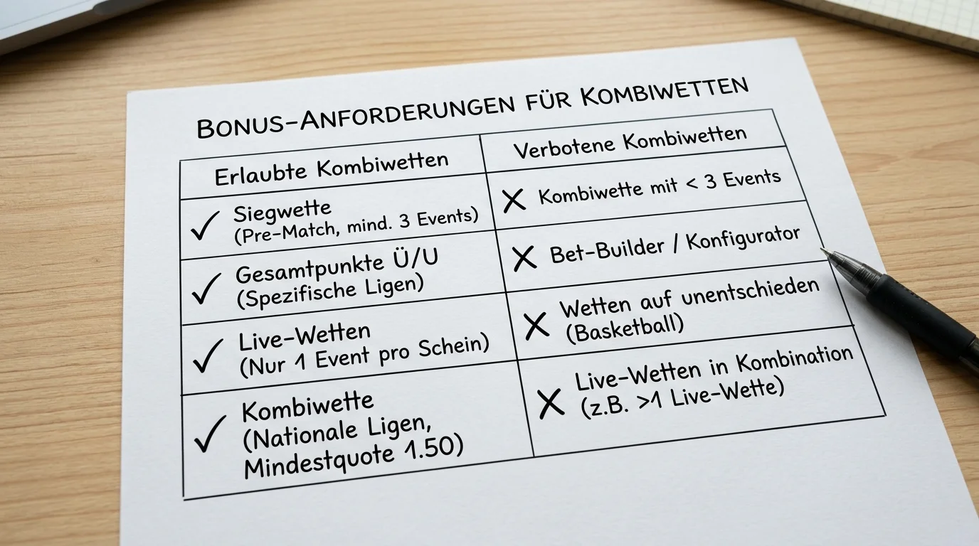 Einschränkungen für Kombiwetten Basketball Bonus bei deutschen Anbietern, was erlaubt ist und was nicht