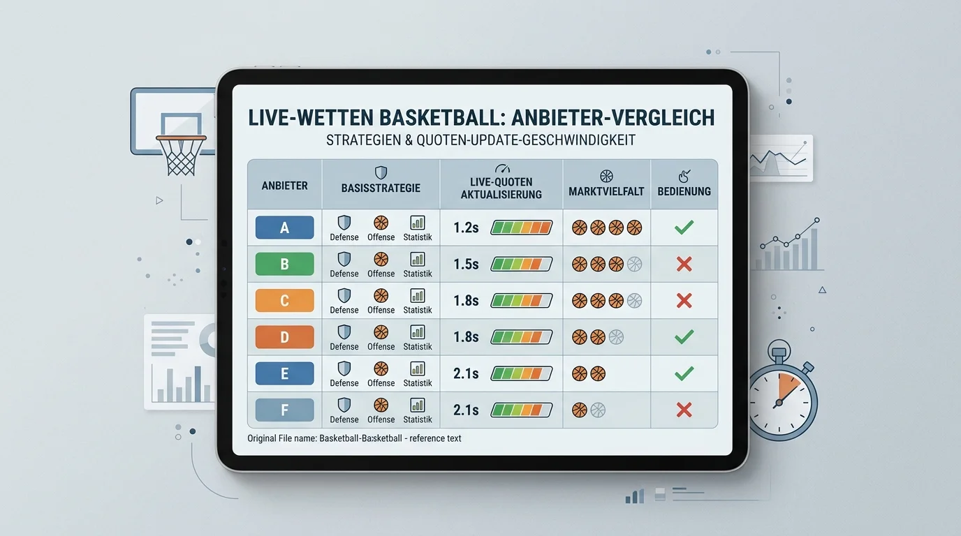 Anbieter Vergleich Live Wetten Basketball Quotengeschwindigkeit In-Play Deutschland
