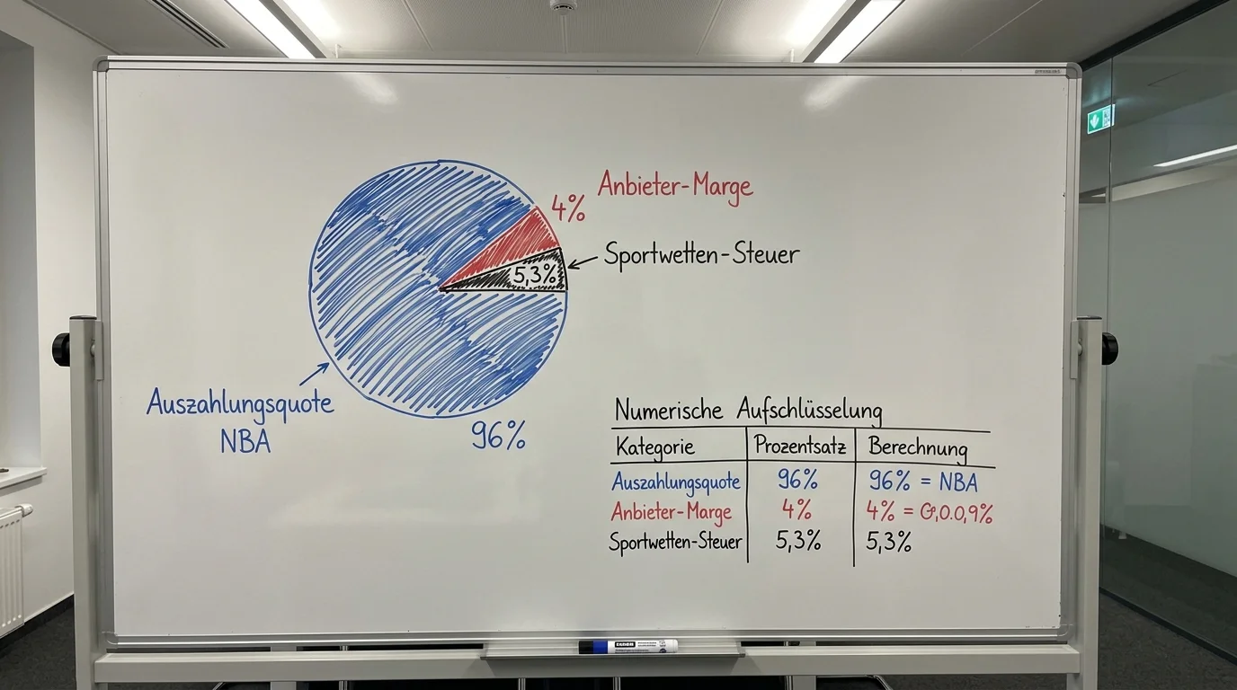 NBA-Quotenschlüssel und Payout-Rate bei deutschen Wettanbietern, 96 % Auszahlungsquote in der Regular Season