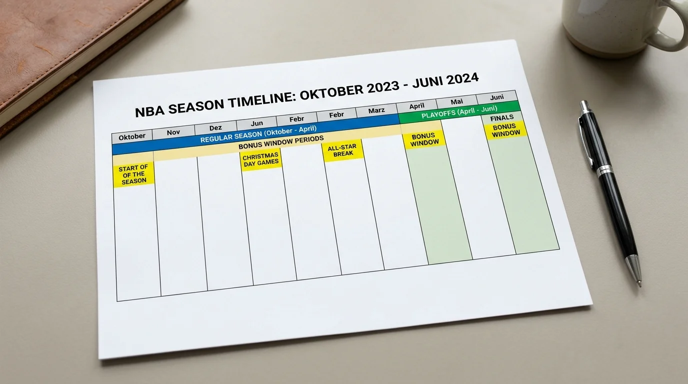 NBA Saison Zeitplan für Bonus-Strategie: Regular Season Oktober bis April und Playoffs