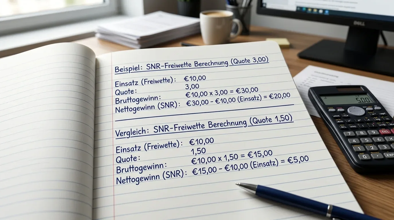 SNR-Freiwette Basketball Berechnung: Nettogewinn bei verschiedenen Quoten bei Stake Not Returned Regelung