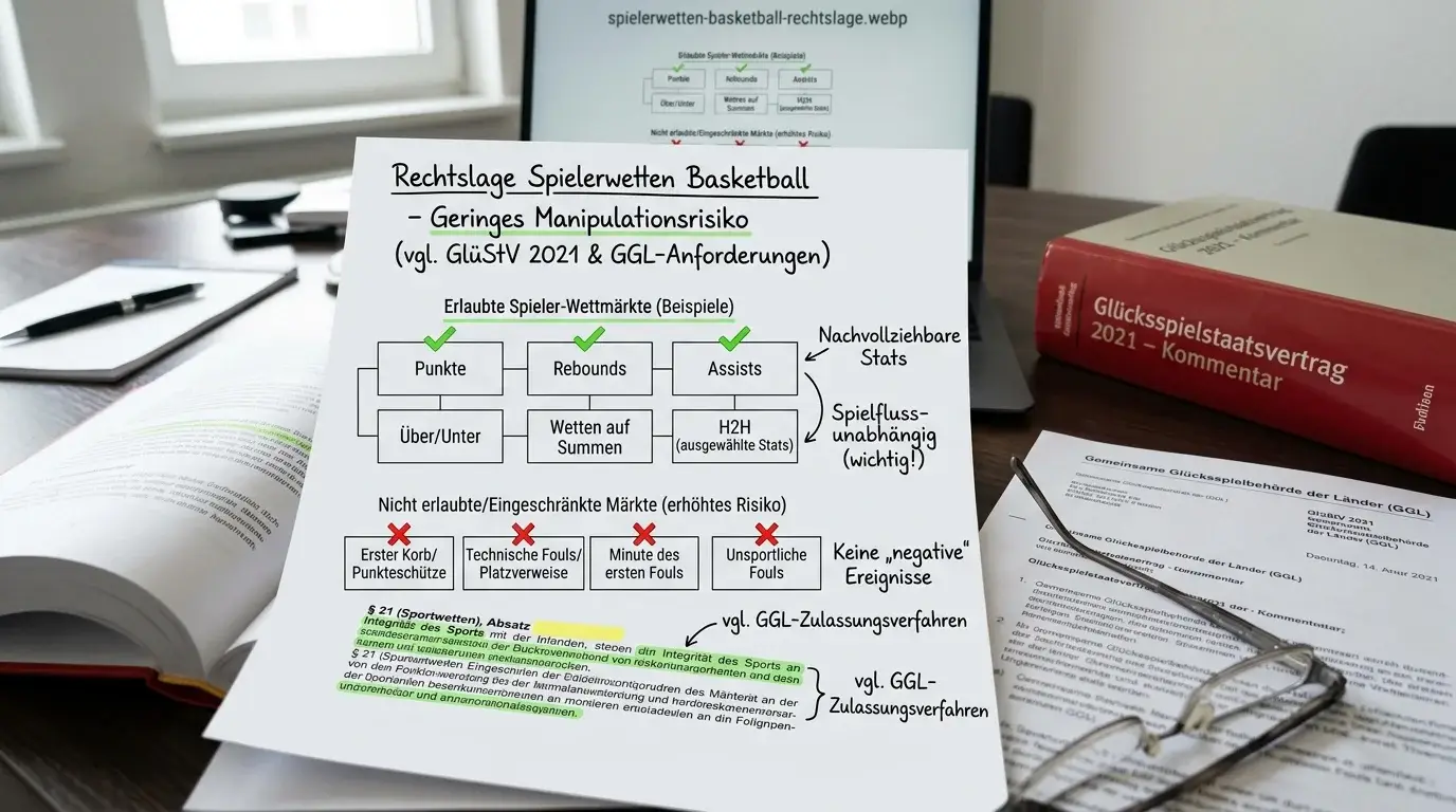 Spielerwetten Basketball Rechtslage Deutschland GlüStV 2021: Welche Player Props sind bei lizenzierten Anbietern erlaubt