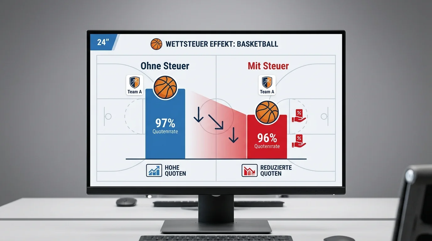 Quoteneffekt der Wettsteuer, wie 5,3 % Einsatzsteuer den Quotenschlüssel bei NBA-Wetten in Deutschland senkt