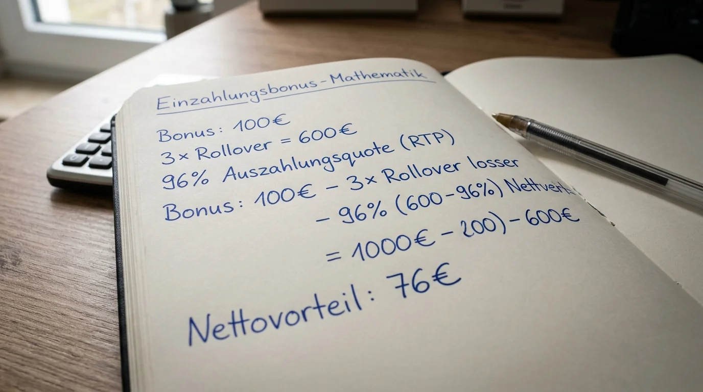 Mathematische Berechnung des Nettowerts eines Basketball-Einzahlungsbonus nach Rollover und Mindestquote