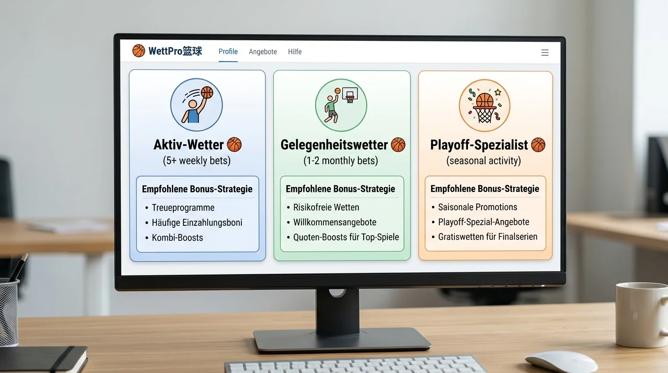 Drei Basketball-Wetter-Profile im Vergleich, welcher Bonustyp für Einsteiger, Gelegenheitswetter und Aktiv-Wetter geeignet ist